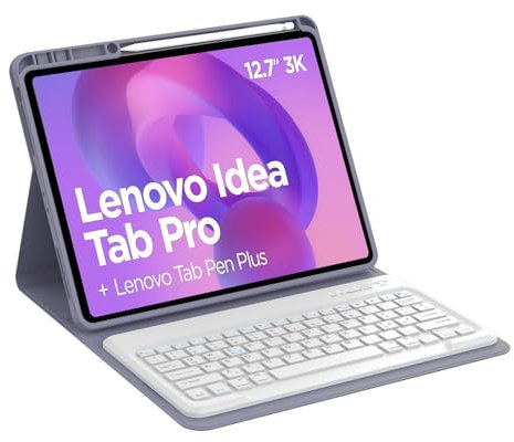 Occtingkind Teclado para Lenovo P12 12,7 pulgadas (2025), funda con teclado Lenovo Tab P12 12,7, funda Bluetooth italiano para 2025 Lenovo P12 12,7 pulgadas, Violeta