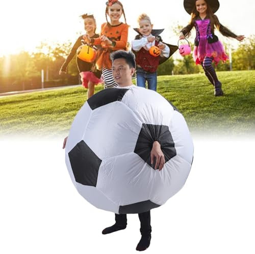 lvifloae Aufblasbares Fußball-Fußball-Kostüm, lustiges Karnevals-Fußball-Kostüm mit Luftgebläse für Party, Cosplay, Mottoparty, Cosplay