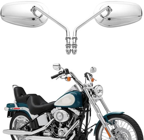 BREDUXSER M8 Motorrad Spiegel, Chrom Motorrad Rückspiegel für Sportster XL1200 883 48 Dyna Softail Fatboy Super Glide Street Glide Road Glide