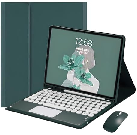JZ Combo Magnetic Touch Keyboard Case für iPad 9th/8th/7th Generation 10.2 inch Case mit Tastaturbedeckung & Maus(Stift Nicht enthalten) ﻿ for iPad 10.2 inch 2021/2020/2019 - Dark Green
