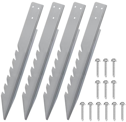 demaxiyad für Heringe, Set mit 4 Befestigungsankern mit Metallstäben – Stabilisierungshalterung mit Schrauben für Terrasse, Gartenhäuser und schräge Zäune