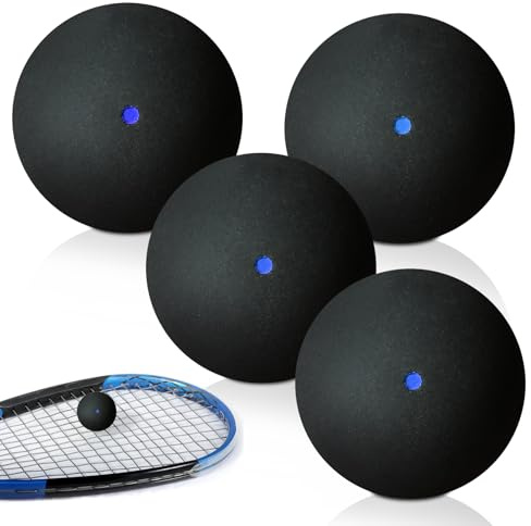 PORFOYO Squash Bälle, 4er-Set Sport Squash Ball, Gummi-Squashbälle, Sport-Wettkampf-Squashball Für Training Anfänger Wettbewerb