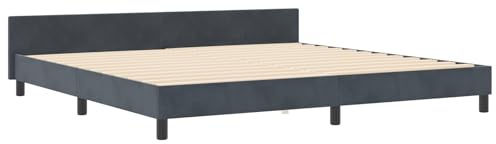 vidaXL Bettgestell mit Kopfteil Dunkelgrau 200 x 200 cm Samt, Modernes Schlafzimmer, Samt Bettgestell, stylisches Schlafen, minimalistisches Design, entspannende Möbel