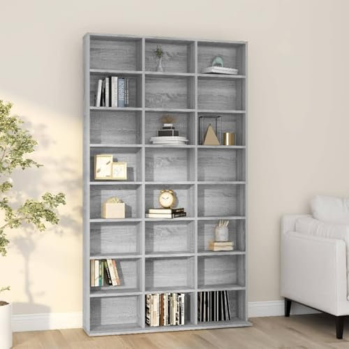 Snsowed Mobile Porta CD Grigio Sonoma 102x23x177,5 cm Legno Multistrato,Mobile Porta CD,Porta CD,Scaffalatura per CD-815091