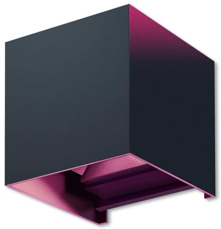 Metzler Smart Wandleuchte LED RGB+Warmweiß Lampe in Anthrazit RAL 7016 - Up and Down Cube Leuchte Aussen/Innen dimmbar - Aussenleuchte Steuerbar per App mit über 100 Farboptionen - 10 x 10 x 10 cm