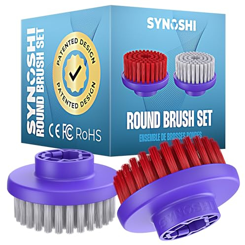 Synoshi PRO Round Brush Set (2 Units) for Electric Spin Scrubber Brush for Bathroom, Shower, Floor and Tiles. Electric Spin Scrubber Heads for Cleaning