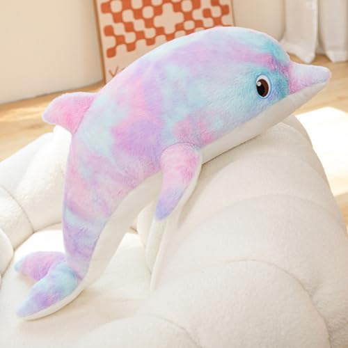 70cm/27.55in Dolphin Plush Toy, Dolphin Stuffed Animals Plush Pillow Super Soft Sea Animal Plush Toys Dolls for Boys Girls Sleeping Cushion Gift (Purple Orchid)
