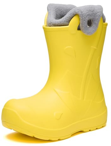 Ladeheid x Camminare Kinder Gummistiefel aus leichtem EVA warm gefüttert wasserdicht mit praktischem Griff und edlem Regenschirm-Relief für kalte Tage und Schnee LA-CA-21