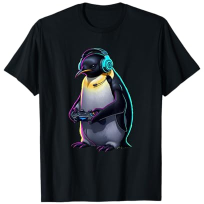 Pinguin Gaming Tier Videospiele Lustiger Pinguin T-Shirt