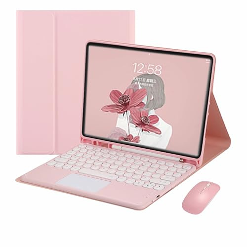 Keyboard Case for Amazon Table Fire HD 10/ Fire HD 10 Plus (11Th Generation) Case with Keyboard and Touchpad, Detachable Bluetooth Keyboard Case with Trackpad for Fire Hd 10 Tablet,Sky Blue (Pink )