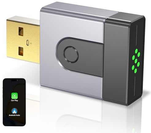 2-in-1 Wireless CarPlay Adapter UK, Compatible with Apple CarPlay & Android Auto, Upgrade Wired to Wireless, Plug & Play Dongle, Fast Auto-Connect, Lag-Free Performance, Mini Sleek Design