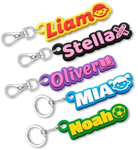 Porte Clef Personnalisable avec Nom, Clé Prénom Personnalisé Imprimé en 3D | Porte Clé Personnalisé, Cadeaux de Rentrée Scolaire, Bouteille D'eau, Déjeuner, Etiquette Nominative pour Sac à dos