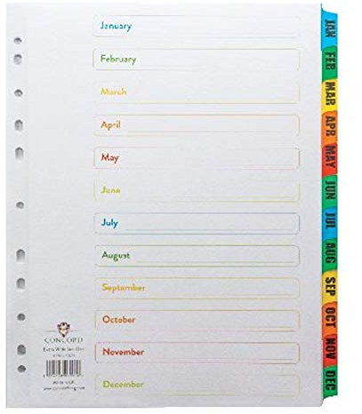 Concord Punched Pocket Index Multicolour-tabbed Europunched Jan-Dec Extra Wide A4 White Ref CS79
