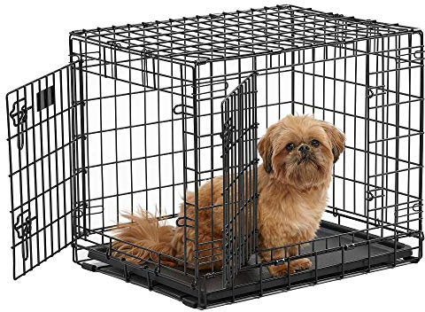 MidWest Homes for Pets 724UP Cage pour chien Ultima Pro Series 60,96 cm de long ; cage pour chien pliante en métal à double porte avec panneau de séparation, pieds à roulettes protégeant le sol