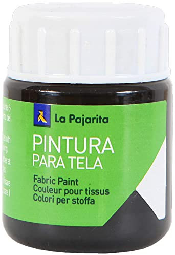 Pintura para Tela T-02 Negro 25ML La Pajarita, Pintura de aplicación directa sobre tela