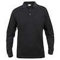 Mens pure cotton long sleeve polo shirt, classic cut, medium weight, 11 verdant colours, XS-5XL (4XL, Black)