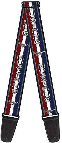 Guitar Strap Mustang Text Tri Bar Stripe 2 Inches Wide