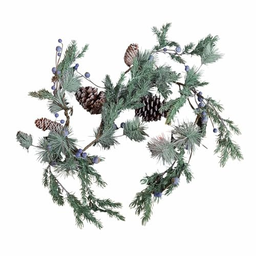 Loberon Girlande Virpi, Weihnachtsdeko, Polyethylengeflecht, Kiefernzapfen, Styropor, Eisen, H ca. 160 cm, grün, grün, grün