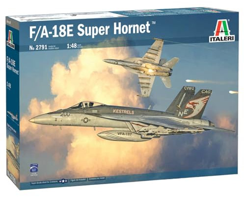 Italeri-2791 F/A-18 E Super Hornet Scala 1:48, modellismo, Model Kit, Aerei Italia Modello in Plastica da Assemblare e Pitturare, Colore Grigio, Small, IT2791