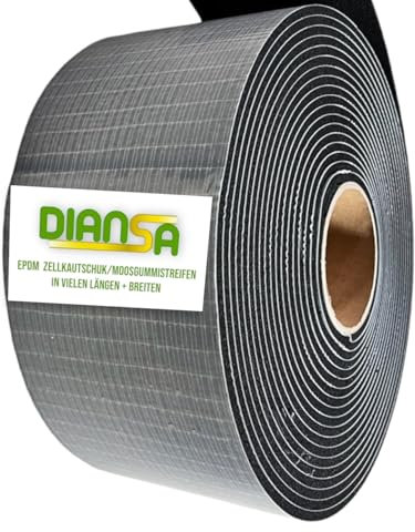 Moosgummi in der Größe 6000x200x8mm mit Klebeschicht Dichtband Dichtung Dämmung Zellkautschuk EPDM
