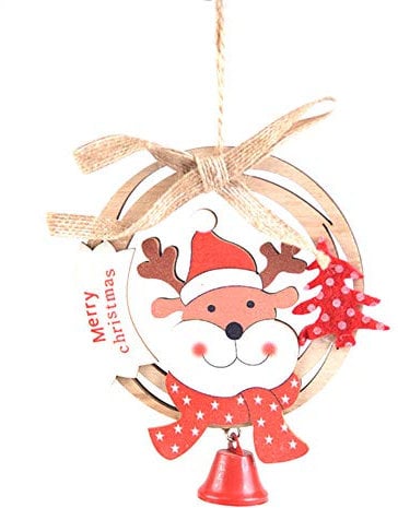 Benoon Weihnachtsbaum-Anhänger, Holzbuchstabe, Weihnachtsdekoration, Weihnachtsmann, Schneemann, Elch, Glockenspiel, Party-Dekoration