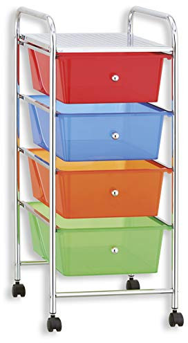 HERSIG - Mueble Cajonera Plastico | Cajonera con Ruedas 4 Alturas - Multicolor