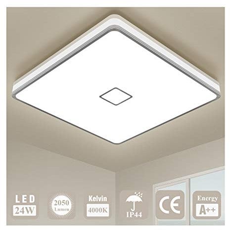 Öuesen Deckenlampe LED Deckenleuchte Badezimmer Lampe 24W 2050LM IP44 Wasserdicht 4000K Neutralweiß Modern Led Leuchte Quadrat Lampe Decke für Schlafzimmer Bad Küche Esszimmer Wohnzimmer Balkon Flur
