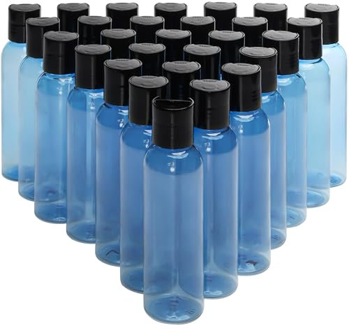 Belle Vous Lot de 30 Bouteille Vide en Plastique Bleue - 120 ml - Contenants à Capuchons Rabattables - Flacon Vide Voyage Rechargeable pour Cosmétiques, Lotion, Shampoing, Savon Liquide, Crèmes