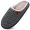 ONCAI Pantofole da Uomo Invernali strisce, Comoda Memory Foam Calde Scarpe da Casa in Lana Con Suola Antiscivolo Peluche Grigio Taglia 47