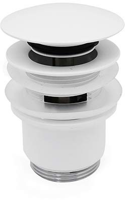 Bonde click-clack pour lavabo avec trop-plein blanc mat
