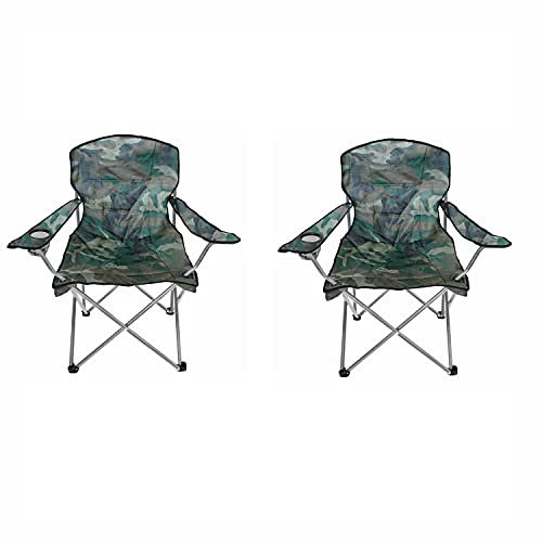 2 stück Anglersessel Campingstuhl Comfort Faltstuhl Anglerstuhl Regiestuhl inkl. Getränkehalter + Tasche Camouflage gepolstert
