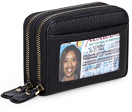 GAEKEAO Damen Geldbörse klein aus Echtes Leder, Geldbeutel für Frauen mit RFID-Schutz, Mini Damen Portemonnaie Münzfach Zipper Brieftasche Kartenhalter mit vielen Kartenfäche