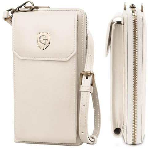 GenTo - Große XL Damen Geldbörse mit Handytasche, AIRTAG Halterung & RFID NFC Schutz - All in one Clutch - Handy Umhängetasche - Crossbody - viele Fächer - Inklusive Geschenkbox