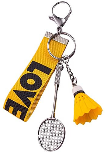 RAN-Keychain Badmintonschläger Keychain, Metall Schlüsselanhänger Nette Auto Keychain mit Badminton und Schläger Anhänger Männer Damen Taschen Charme (Color : Orange, Size : 5.1 x 1.2 x 3.3 in)