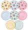 BTaT- Juego de 8 platos florales de porcelana de 8 pulgadas, colores pastel surtidos con borde dorado, platos de postre florales, vajilla de primavera, aptos para lavavajillas y congelador