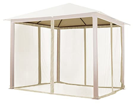 Moskitonetz für Gartenpavillon Forest Premium 3x3 m - Polyester - Insektengitter inkl. Haken, mit Reißverschluss - Champagner