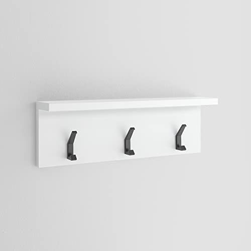 ARHome Appendiabiti da Parete, 60 x 20 x 12 cm, Bianco Opaco, Appendiabiti con mensola, Made in Italy