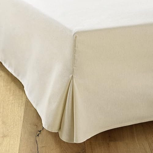 Cache-Sommier 200x200 Ecru – 4 Volants de 30 cm pour Sommier 200x200 avec Pieds – Housse Sommier 200x200 Ecru Fabriqué en Europe – Jupe de Lit 200x200 – Protège Sommier 200 x 200 – Dessus de Sommier