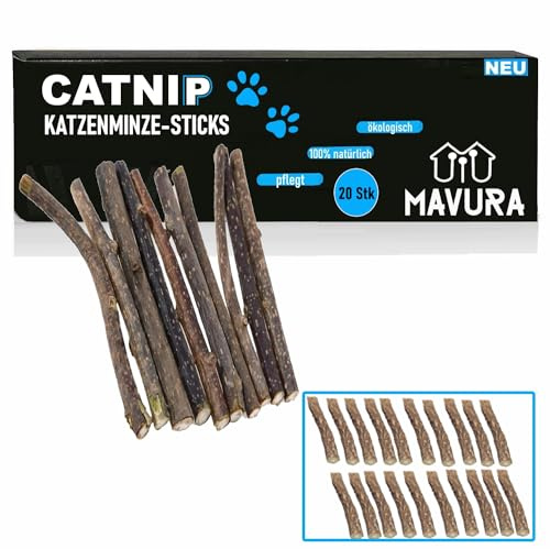 MAVURA Catnip Matatabi Kauhölzer 20 Sticks Katzen Holz Katzenminze, Dental Care Zähne Katzensticks
