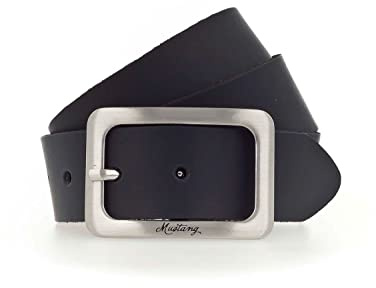 MUSTANG Damen Ledergürtel MW3068L25 35mm Gürtelbreite Weiß Braun Schwarz, Größe:105cm, Farbe:Navy 0491
