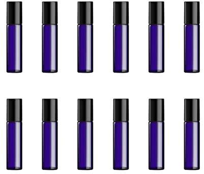 Beaupretty 12pcs 5ml Roll-on Bottles for Essential Oils and Perfumes Blue Roller Ball Glass Dispenser Set Portable Travel Bottles Screw Cap for Aromatherapy and Travel