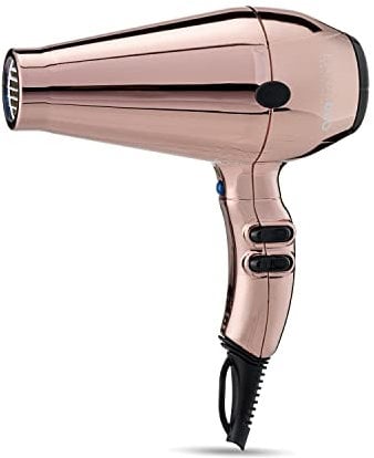 LanaiBLO Rose Gold Chrome Ionic Hairdryer – 2400W Professional Power Hair Dryer for Women & Men, Ceramic Tourmaline, Lightweight Blow Dryer with Nozzle Attachments, Salon Hair Dryer