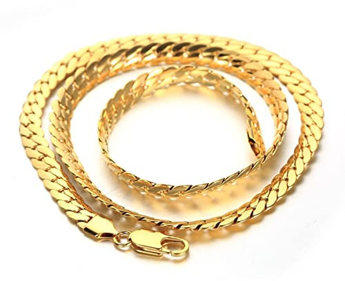 Mens Necklaces Stainless Steel, Gold Necklace for Teens Curb Lobster-Claw Clasp Chain Necklace Teen 24Inch