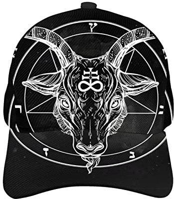 KJHBVND Baseballkappe für Männer und Frauen, schwarzes Satan-Zeichen Symbol Pentagramm Demon Hip Hop Caps Dad Trucker Cap Verstellbare Snapback Hüte, Schwarz , One size