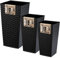 KADAX Set di 3 vasi alti per piante, Nero Rattan, H 46,5/57,5/68 cm – fioriera grande per esterni, vaso da giardino robusto