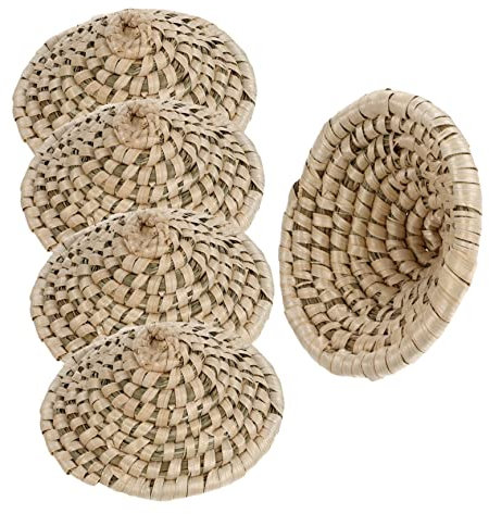 EXCEART 5st Strohhut Hawaii-hundekostüm Miniatur-webhüte Mini-strohhüte Haustier Mexikanische Hüte Puppenstrohhüte Mini- -hüte Mini Mexikanischer Hut Rohrkolbengras Hündchen Tee-box