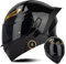 Bluetooth Motorradhelm ECE-geprüfter Klapphelm Modulare Helm Erwachsene Damen und Herren mit Doppelvisier, Lautsprechermikrofon Geräuschunterdrückung Multifunktional Bluetooth