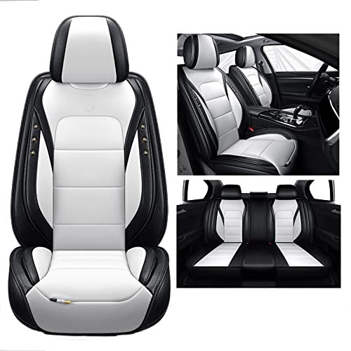 nenyan Autositzbezüge Komplett Set Universal in Premium Design | Schonbezüge für die Vordersitze & Rückbank | Auto Sitzbezüge Airbag Geeignet | Wasserdicht Sitzbezug - Weißer Standard
