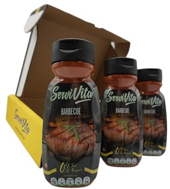 ServiVita – Pack Salsas Saludables 0%, Sin Azúcares, Sin Grasas, Sin Grasas Saturadas, Pack 3 salsas x 320ml - Sabor Barbacoa