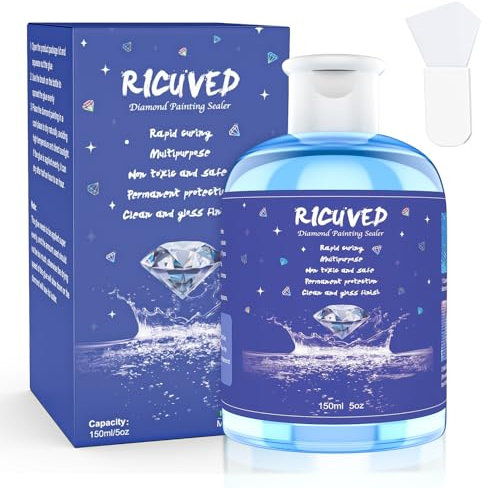 RICUVED New Diamond Painting Sealer 150ML,5D Diamond Painting Glue Clear Spray Crystal Art Accessories Sealer Permanent Hold & Shine Effect Conserver for Diamond Painting & DIY Craft(5 OZ)